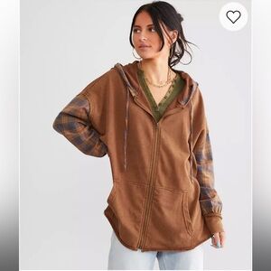 Gilded Intent Pieced Plaid Hoodie SZ M